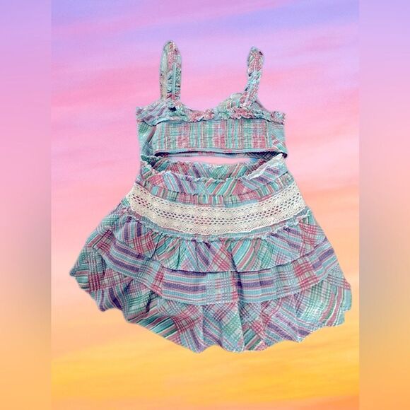 🍭LOVE SHACK FANCY🍭 - Matching crop top + high-rise layered skirt “SET”- XL - Picture 8 of 16